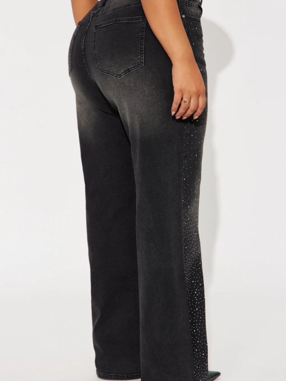 FASHION NOVA Not So Average Stretch Embellished Straight Leg Black JEANS Sz. 16 - Picture 3 of 13